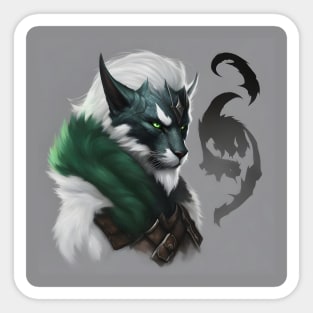 fantasy cat knight green Sticker